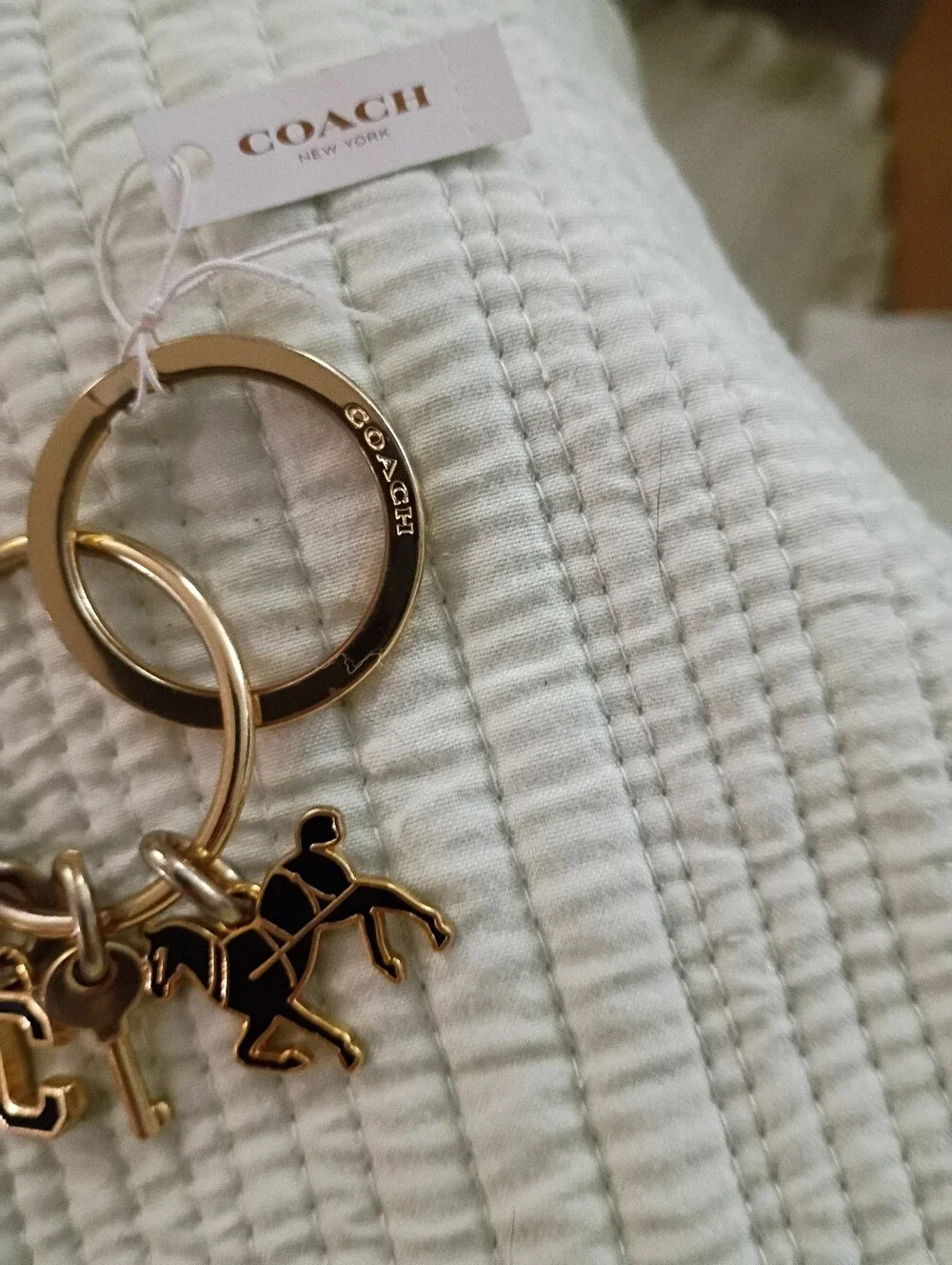 Coach Gold and Black Horse & C Charm Keyring